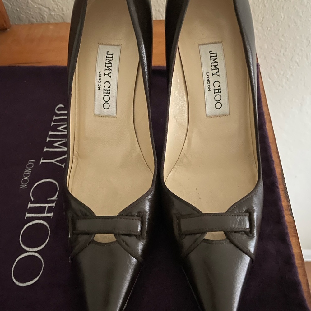 Jimmy Choo Dark Brown Leather Heels